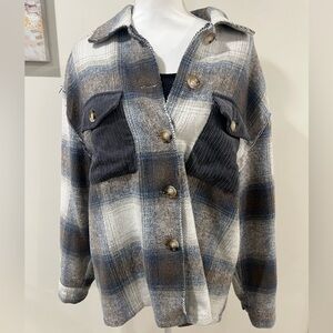 Altar'd State Plaid Jacket in Blue and Gray